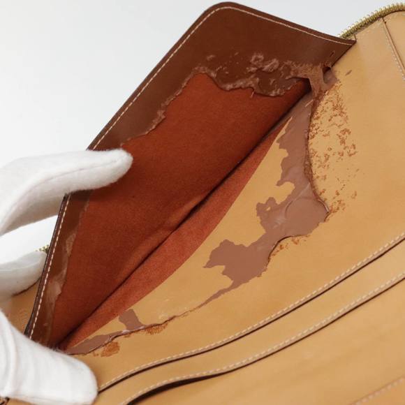 CELINE Macadam Canvas Clutch Bag PVC Leather Brown Gold Auth 90268 - Picture 10 of 16